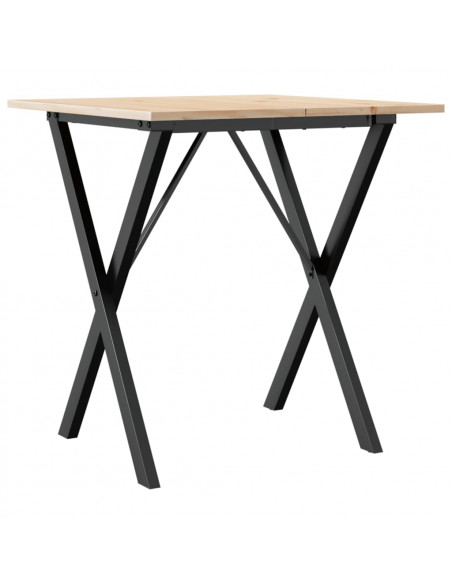 Tavolo da Pranzo Telaio a X 70x70x75 cm Legno Pino e Acciaio