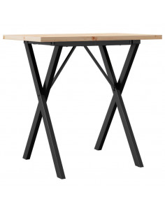 Tavolo da Pranzo Telaio a X 80x50x75,5 cm Legno Pino e Acciaio