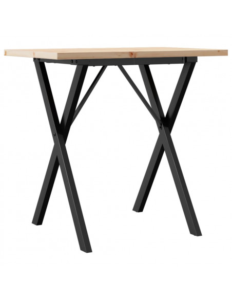 Tavolo da Pranzo Telaio a X 80x50x75,5 cm Massello Pino e Ghisa