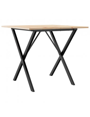 Tavolo da Pranzo Telaio a X 80x80x75 cm Massello Pino e Ghisa