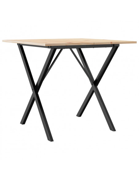 Tavolo da Pranzo Telaio a X 80x80x75 cm Massello Pino e Ghisa