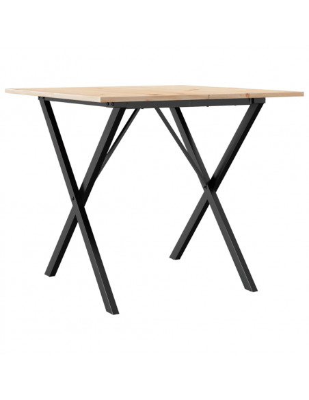 Tavolo da Pranzo Telaio a X 90x90x75 cm Massello Pino e Ghisa