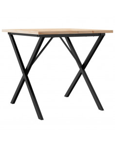 Tavolo da Pranzo Telaio a X 90x90x75,5 cm Massello Pino e Ghisa