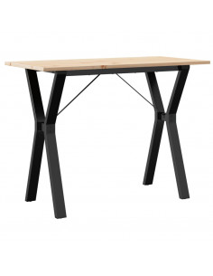 Tavolo da Pranzo Telaio a Y 100x50x75 cm Massello Pino e Ghisa