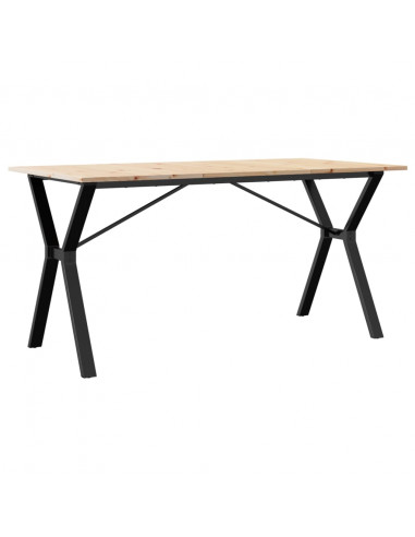 Tavolo da Pranzo Telaio a Y 140x80x75 cm Massello Pino e Ghisa