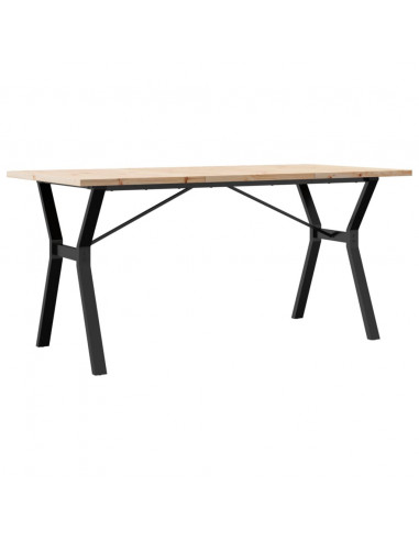 Tavolo da Pranzo Telaio a Y 140x80x75,5cm Massello Pino e Ghisa