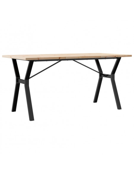 Tavolo da Pranzo Telaio a Y 140x80x75,5cm Massello Pino e Ghisa