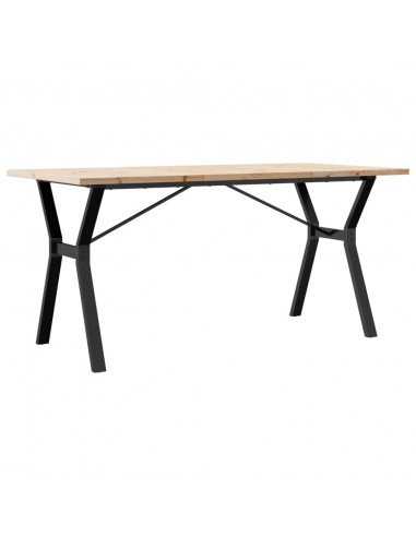 Tavolo da Pranzo Telaio a Y 160x80x75,5cm Massello Pino e Ghisa