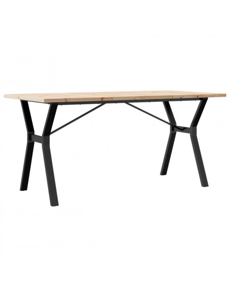Tavolo da Pranzo Telaio a Y 160x80x75,5cm Massello Pino e Ghisa