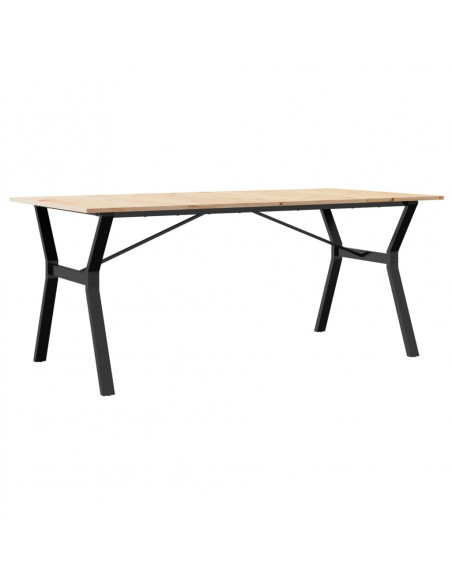 Tavolo da Pranzo Telaio a Y 180x90x75 cm Massello Pino e Ghisa