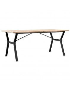 Tavolo da Pranzo Telaio a Y 180x90x75,5cm Massello Pino e Ghisa