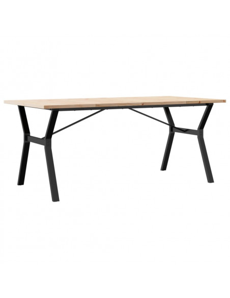Tavolo da Pranzo Telaio a Y 180x90x75,5cm Massello Pino e Ghisa
