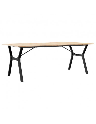 Tavolo da Pranzo Telaio a Y 200x100x75 cm Massello Pino e Ghisa