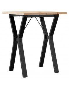Tavolo da Pranzo Telaio a Y 60x60x75,5 cm Massello Pino e Ghisa