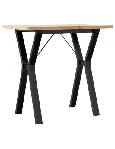 Tavolo da Pranzo Telaio a Y 80x50x75,5 cm Massello Pino e Ghisa