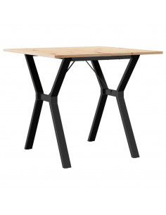 Tavolo da Pranzo Telaio a Y 80x80x75 cm Massello Pino e Ghisa