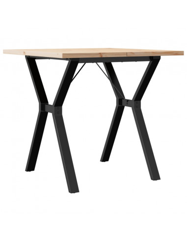Tavolo da Pranzo Telaio a Y 80x80x75,5 cm Massello Pino e Ghisa