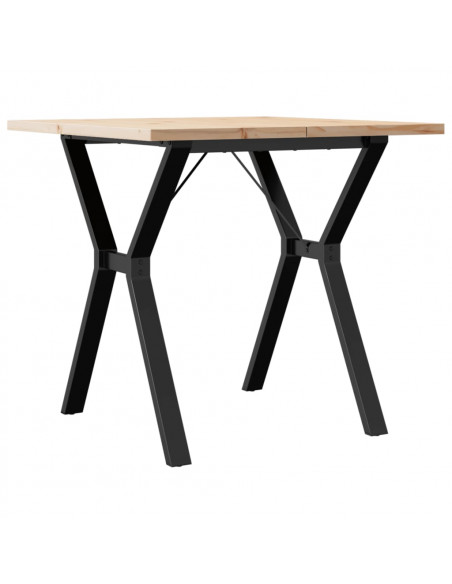 Tavolo da Pranzo Telaio a Y 80x80x75,5 cm Massello Pino e Ghisa