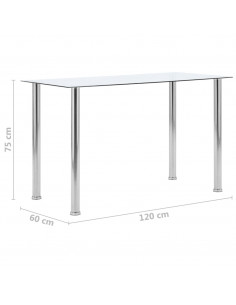 Tavolo da Pranzo Trasparente 120x60x75cm Vetro Temperato
