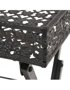 Tavolo da Tè Pieghevole Vintage Metallo 58x35x72 cm Nero