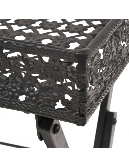 Tavolo da Tè Pieghevole Vintage Metallo 58x35x72 cm Nero