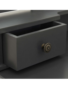 Tavolo da Trucco con Sgabello Grigio 80x69x141 cm Legno Paulownia