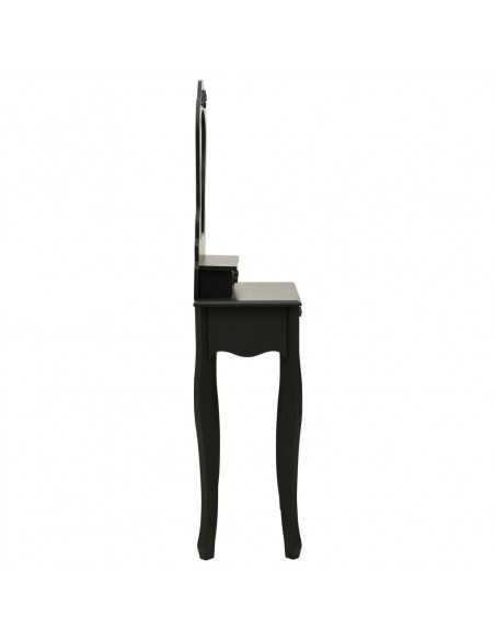 Tavolo da Trucco con Sgabello Nero 50x59x136 cm Legno Paulownia