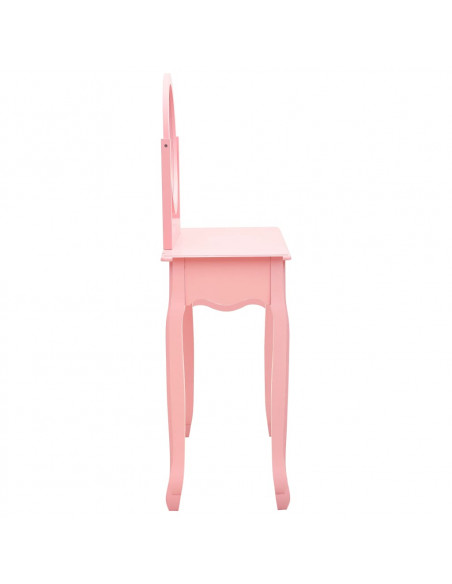 Tavolo da Trucco con Sgabello Rosa 65x36x128 cm Paulownia e MDF