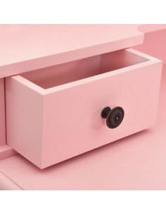 Tavolo da Trucco con Sgabello Rosa 80x69x141 cm Legno Paulownia