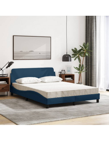 Letto con Materasso Blu 140x190 cm in Tessuto