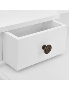 Tavolo da Trucco e Sgabello Bianco 80x69x141 cm Legno Paulownia