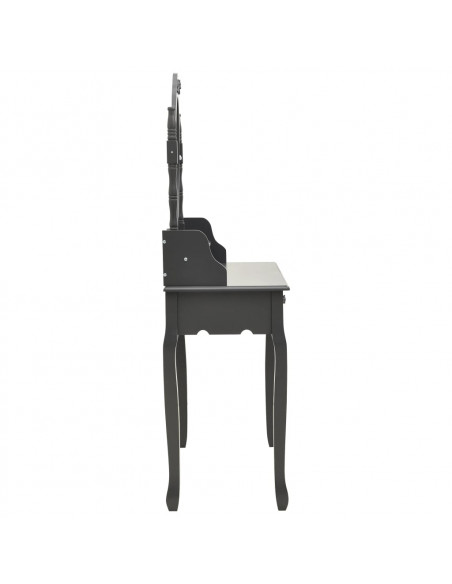 Tavolo da Trucco e Sgabello Grigio 75x69x140 cm Legno Paulownia