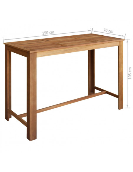 Tavolo e Sedie da Bar Set 7 pz in Legno di Acacia Massello