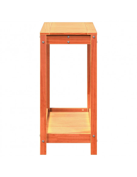 Tavolo Invasatura Ripiano Marrone Cera 108x35x75 Massello Pino