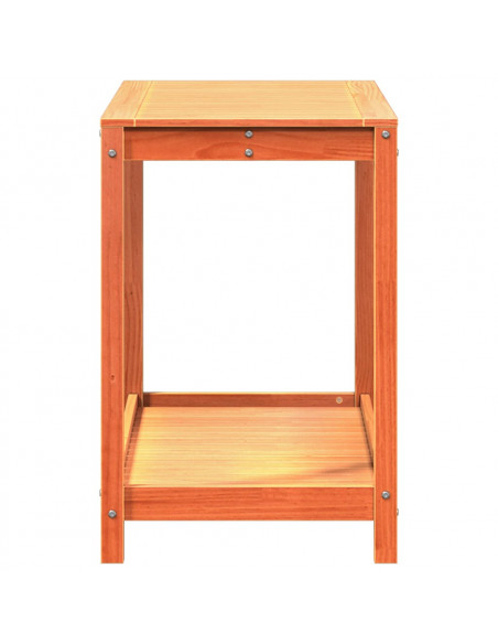 Tavolo Invasatura Ripiano Marrone Cera 108x50x75 Massello Pino