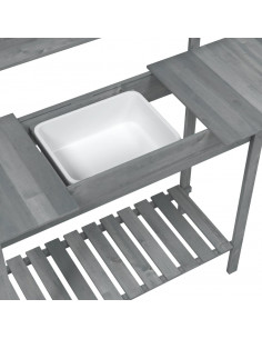 Tavolo Invaso con Lavello Grigio 147,5x44x139,5 Massello Abete