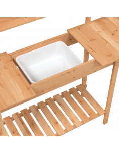 Tavolo Invaso con Lavello Marrone 147,5x44x139,5 Massello Abete