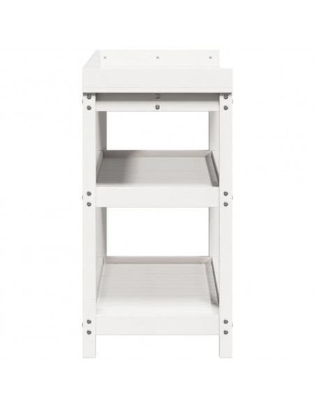 Tavolo Invaso con Ripiani Bianco 108x45x86,5 cm Massello Pino