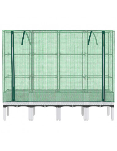 Letto Rialzato con Copertura Serra Effetto Rattan 160x40x140 cm