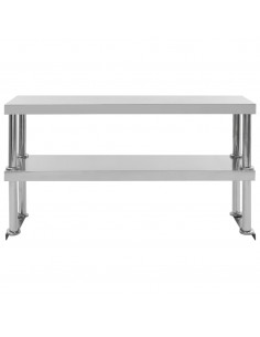 Tavolo Lavoro Cucina con Mensola 120x60x150 cm in Acciaio Inox