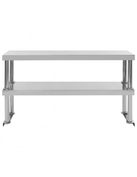 Tavolo Lavoro Cucina con Mensola 120x60x150 cm in Acciaio Inox