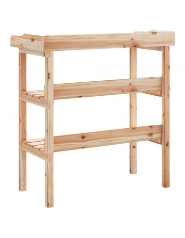 Tavolo Piante con Ripiani 78x38x,82,5cm Legno Massello Abete