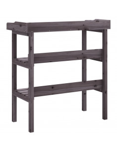Tavolo Piante Ripiani Grigio 78x38x,82,5cm Legno Massello Abete