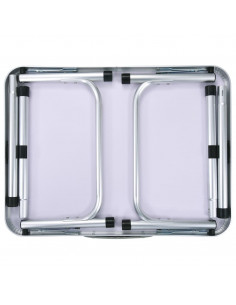 Tavolo Pieghevole da Campeggio Bianco in Alluminio 60x45cm