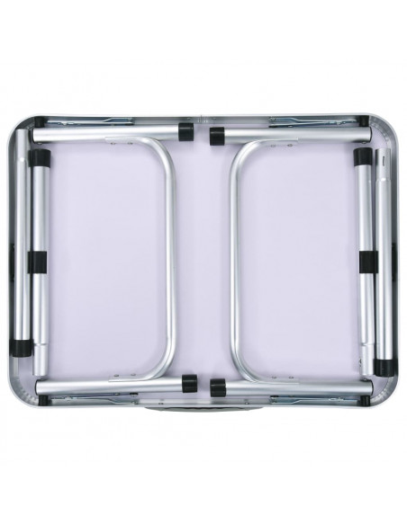 Tavolo Pieghevole da Campeggio Bianco in Alluminio 60x45cm