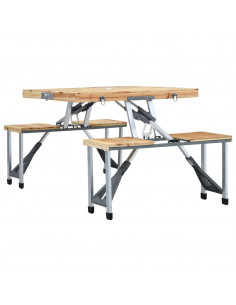 Tavolo Pieghevole da Campeggio con 4 Sedili Acciaio Alluminio