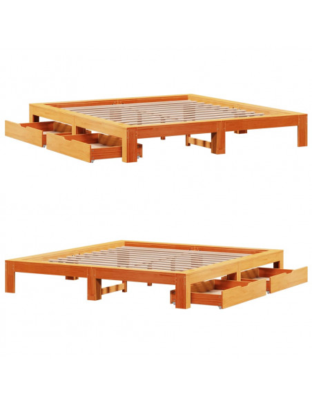 Giroletto senza Materasso Marrone Cera 180x200 cm Legno di Pino