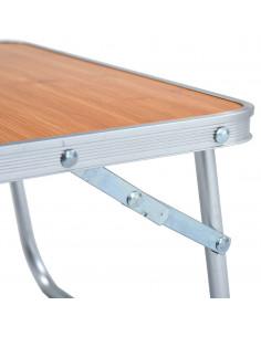 Tavolo Pieghevole da Campeggio Marrone in Alluminio 60x40cm