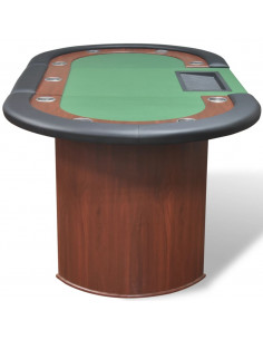 Tavolo Poker 10 Giocatori Postazione Dealer Vassoio Chip Verde