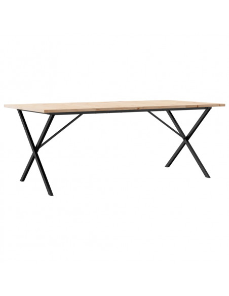Tavolo Pranzo Telaio a X 200x100x75,5 cm Massello Pino e Ghisa